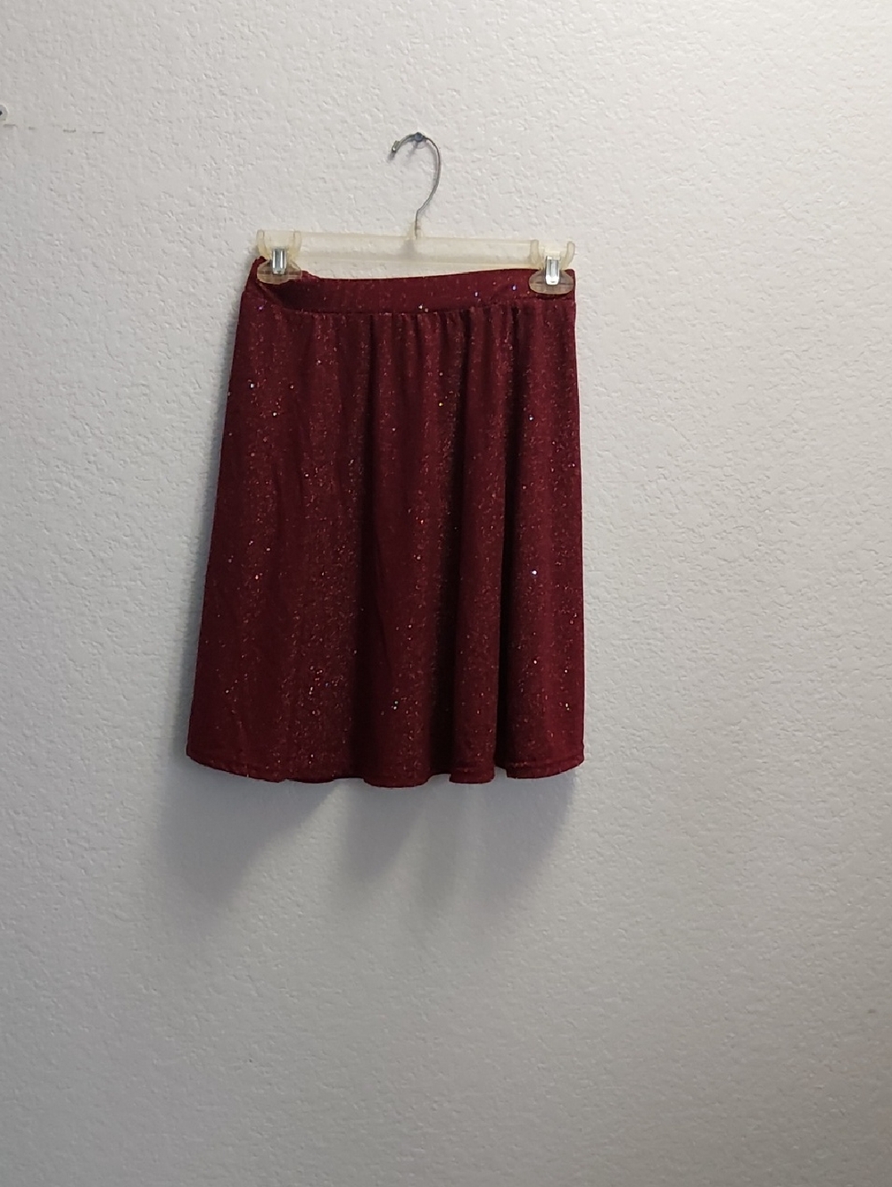 SHEIN Sparkle Circle Skirt in Wine Red